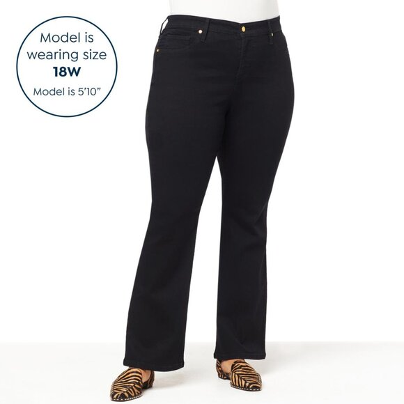 IMAN Women's Platinum Premium Stretch Denim BootCut Jean Plus Size 18W, Black - Picture 1 of 4